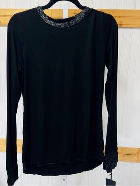 NWT michael lauren alick contrast silver foil Black